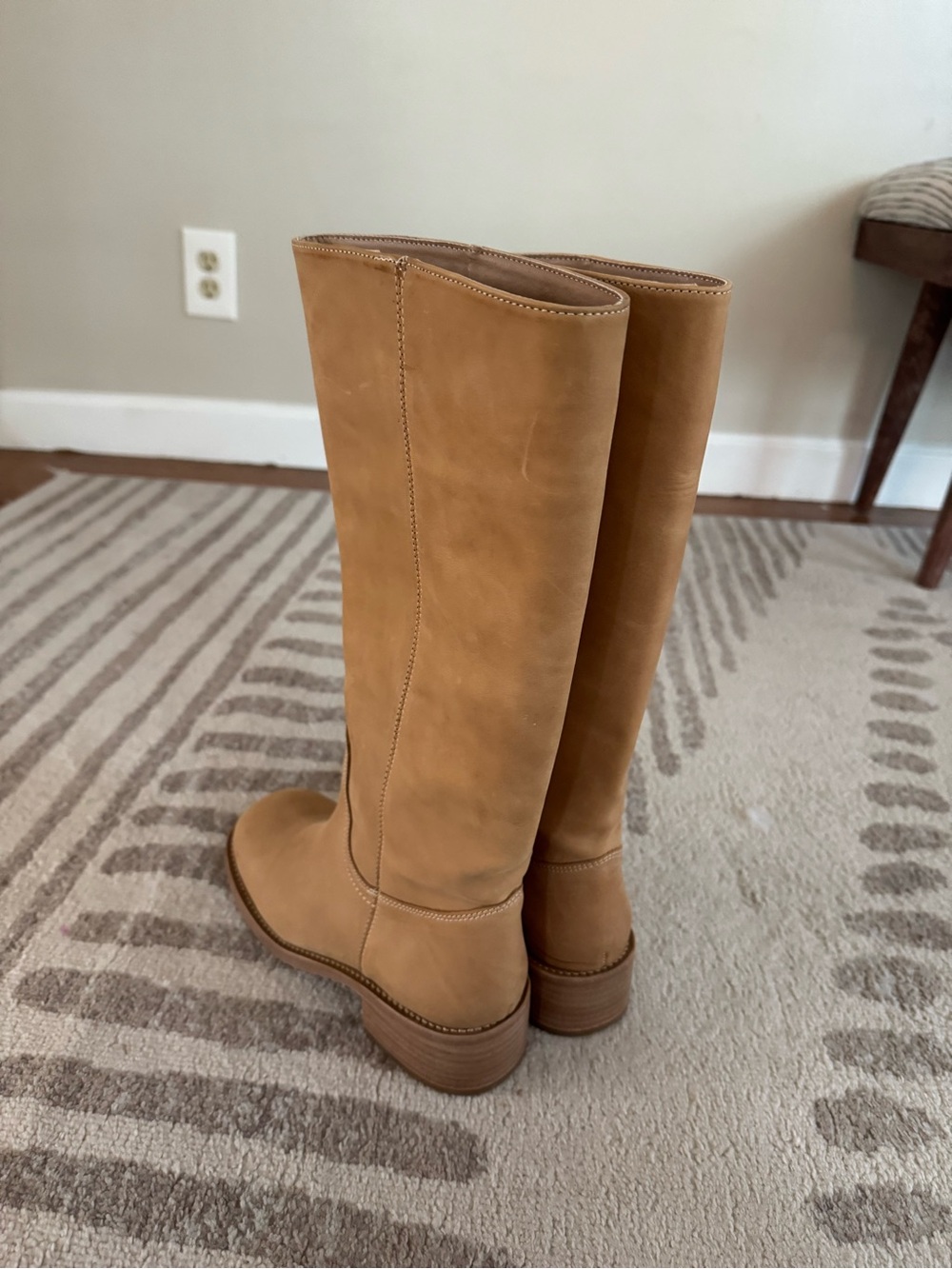 Steve Madden Riggs Leather Block Heel Tall Boots - Picture 3 of 6